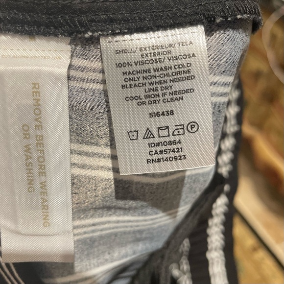 LOFT Fluid Black & White Striped Pull-On Wide Leg Pants - Picture 6 of 6